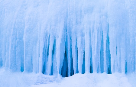 Icicles formed by winter temperatures and the cold water