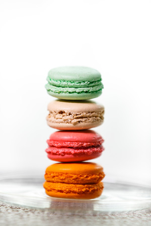 Stack of four french macaronsの写真素材