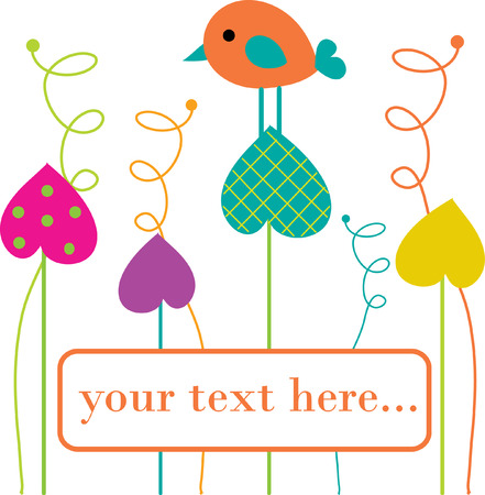  Cute bird on heart tree.のイラスト素材