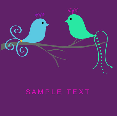 Abstract birds couple.Vintage vector illustration.のイラスト素材
