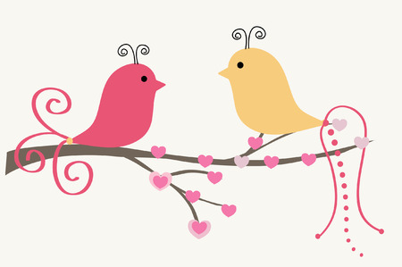 Abstract birds couple.Vintage vector illustration.のイラスト素材