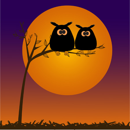 The full moon and owl&#1099;.のイラスト素材