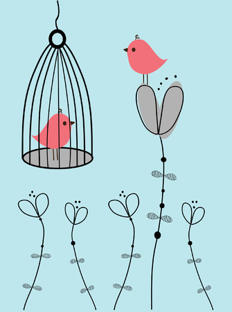 Birds in love.のイラスト素材