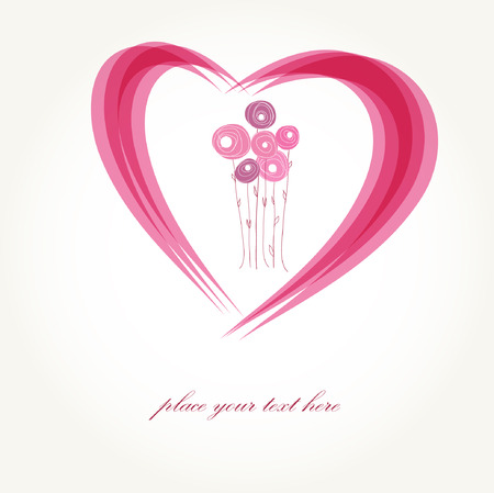 Beautiful heart  with flowers.  illustration.のイラスト素材