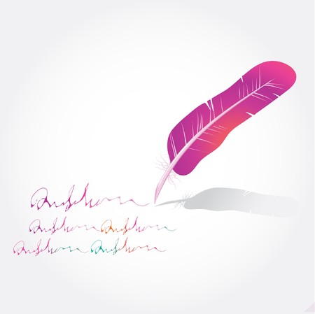 Multicolored  feathers and text のイラスト素材