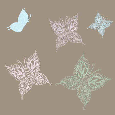Set of vintage  butterflies. のイラスト素材
