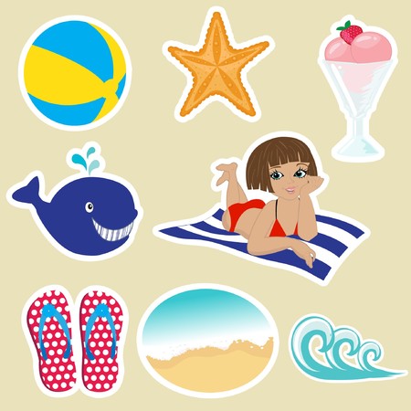 Vintage summer icons.  のイラスト素材