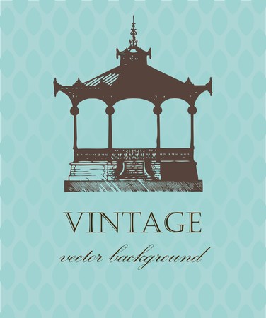 vintage card with old pavilionのイラスト素材
