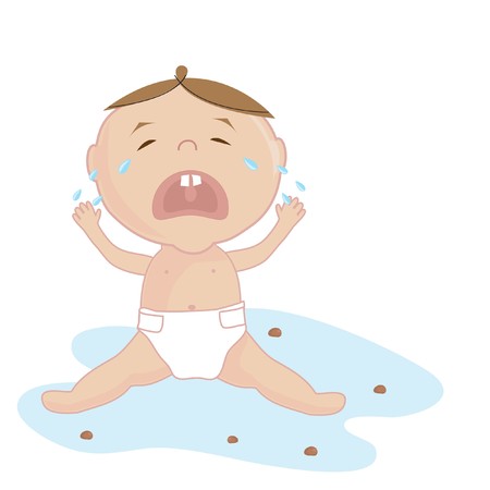 The crying  baby boy in the lake from his tears のイラスト素材