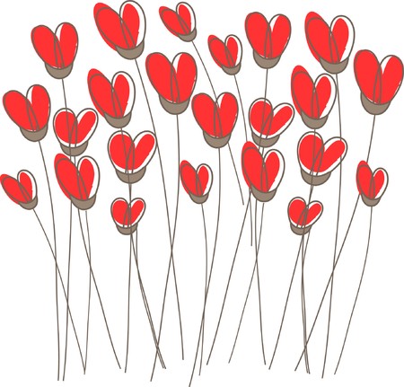 Greetings card with floral hearts のイラスト素材