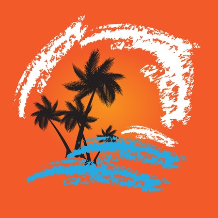 Holiday background with palms のイラスト素材