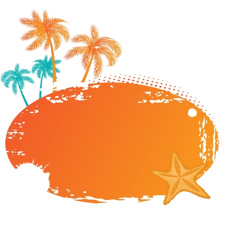 Summer frame with palms and starfish のイラスト素材