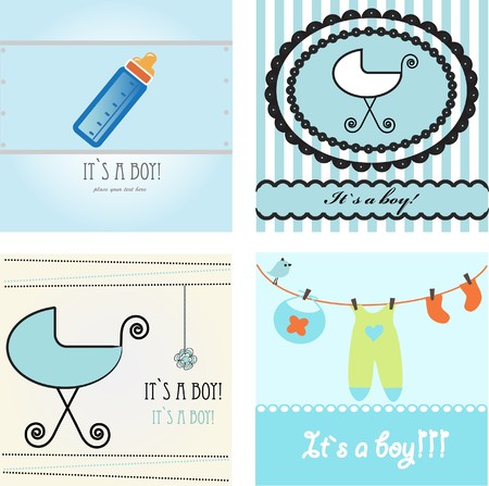 Set Baby boy arrival announcement card.の写真素材