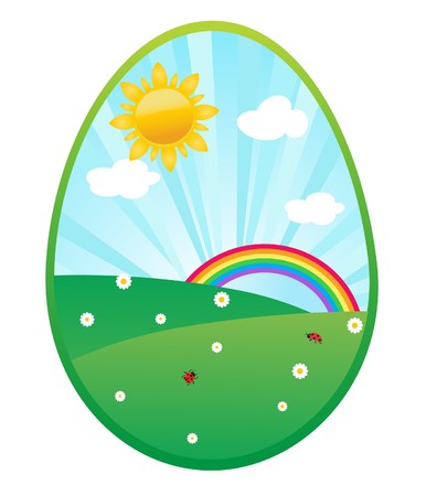 Easter card with spring landscape. の写真素材