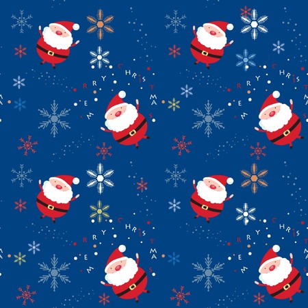 Seamless xmas pattern with santa and snowflakesの写真素材