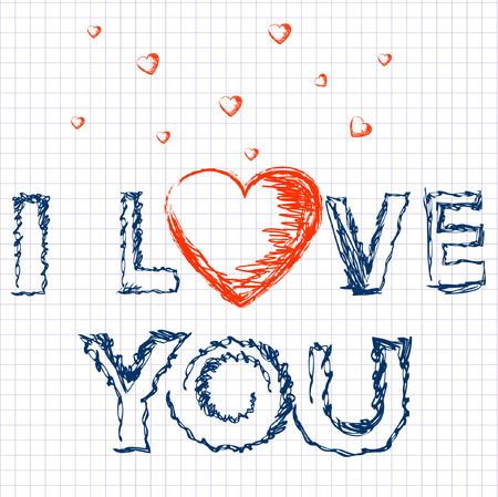 Valentine card. Hand drawn vector illustration のイラスト素材