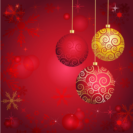 Christmas card with tree golden balls のイラスト素材
