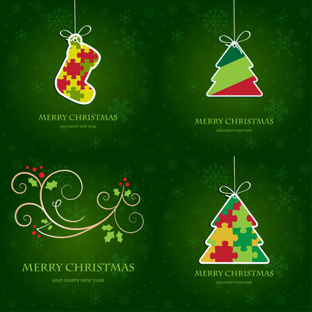 Christmas cards set. Vector illustration のイラスト素材