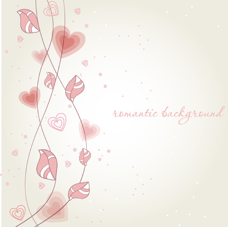 Romantic background with heart flower branch. のイラスト素材