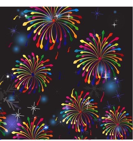 Vector fireworks in the night sky. Holiday backgroundのイラスト素材