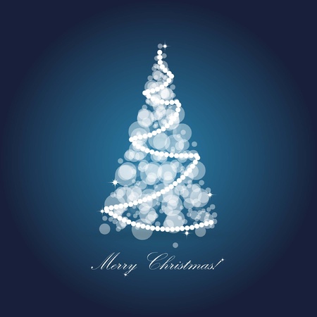 Christmas card with holiday tree on dark blue background のイラスト素材