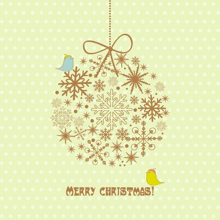 Vintage christmas card with ball, star and snowflakesのイラスト素材