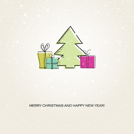 	Beautiful holiday card with retro style christmas tree.のイラスト素材