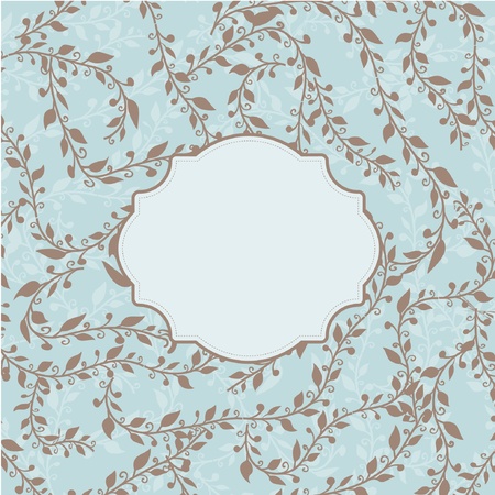 Vintage frame with floral branch and small hearts のイラスト素材