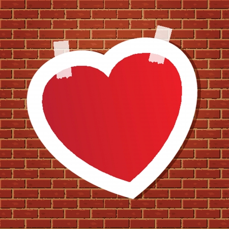 Heart on the brick wallのイラスト素材