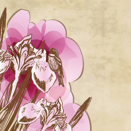 Decorative background with Tulips flowersのイラスト素材