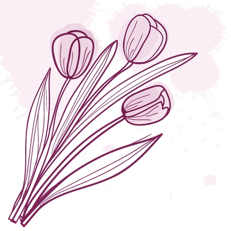 Decorative background with Tulips flowersのイラスト素材