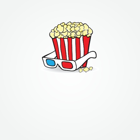 Popcorn and 3d glasses  Cinema conceptのイラスト素材