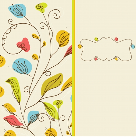 Vintage vector frame on floral backgroundのイラスト素材