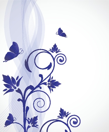 Floral card with butterfliesのイラスト素材