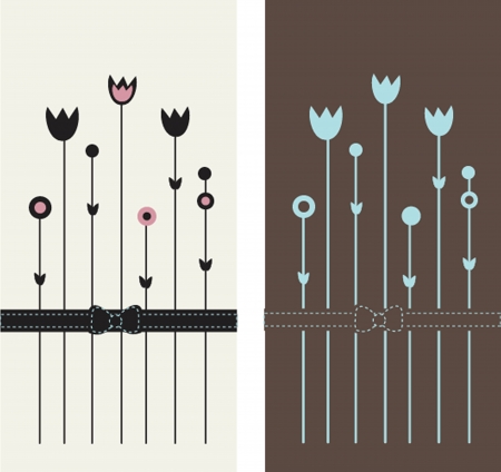 Vintage card with hand drawn flowersのイラスト素材