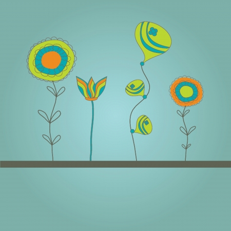 Vintage card with hand drawn flowersのイラスト素材