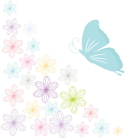 Floral card with butterfliesのイラスト素材