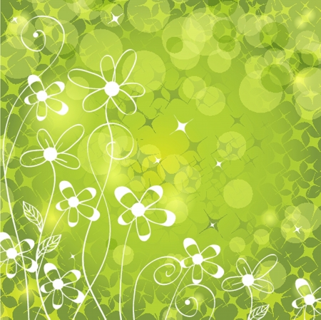 Abstract background with green flowersのイラスト素材
