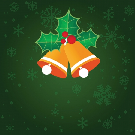 Christmas background with holly berry leaves on dark green backgroundのイラスト素材