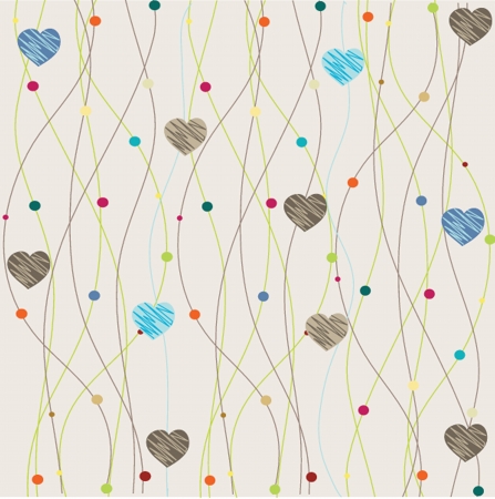Cute vector background with vintage heartsの写真素材