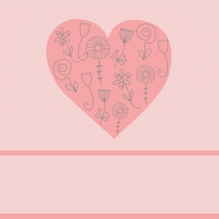Cute vector background with vintage heartsのイラスト素材