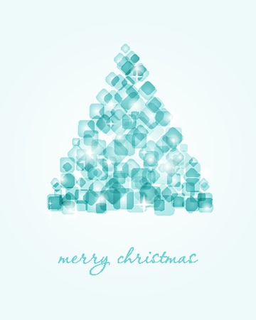 Christmas card with holiday elements: tree, bell,holly berryのイラスト素材