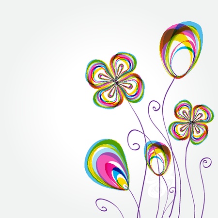 Vintage greeting card with hand drawn flowersのイラスト素材