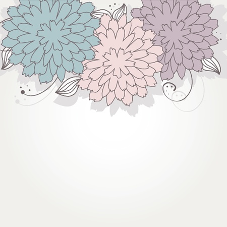 Vintage greeting card with hand drawn flowersのイラスト素材