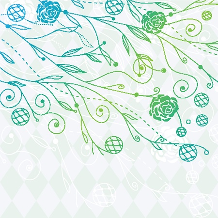 Vintage greeting card with hand drawn flowersのイラスト素材