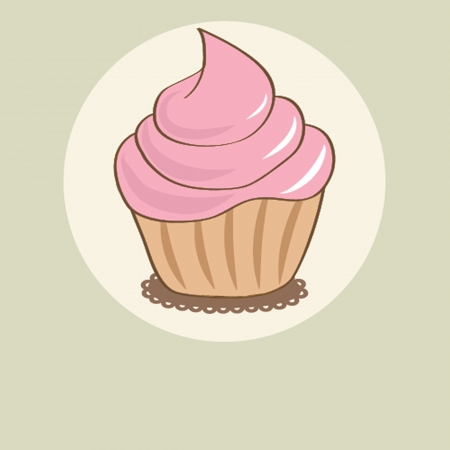 Cute vector background with small cupcakeのイラスト素材