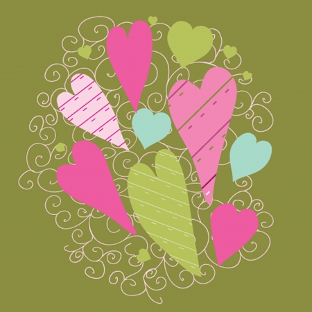 Greetings card with floral heartsのイラスト素材