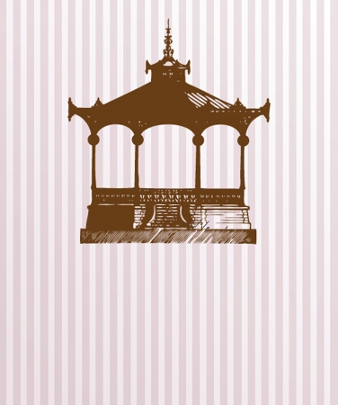 Vintage card with old pavilion.のイラスト素材