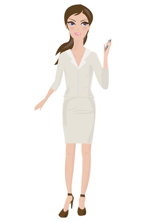 Business lady with positive look and cheerful smile posing for the cameraのイラスト素材