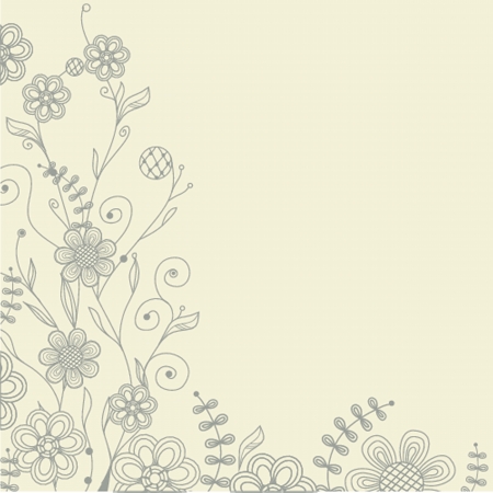 Vintage greeting card with hand drawn flowersのイラスト素材